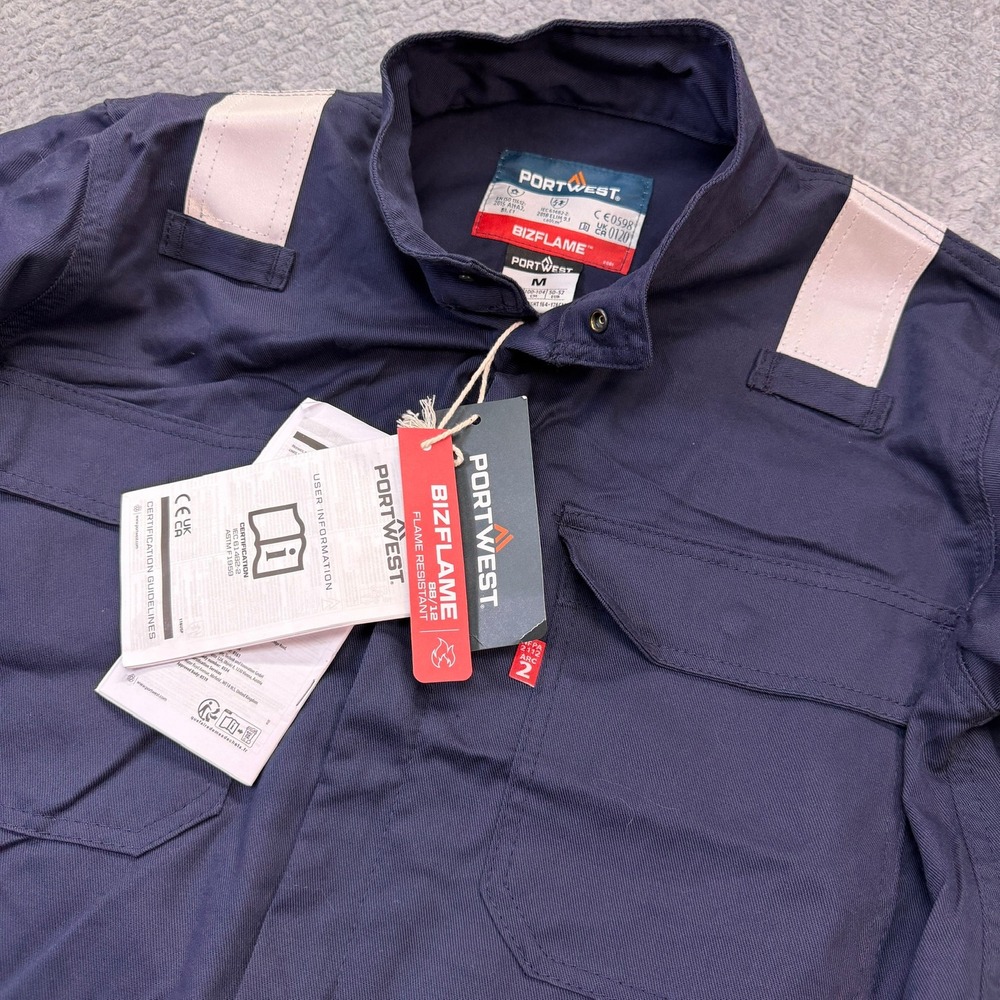 Portwest Coverall FR94 Mens Medium Navy Bizflame Iona Flame Resistant Reflective